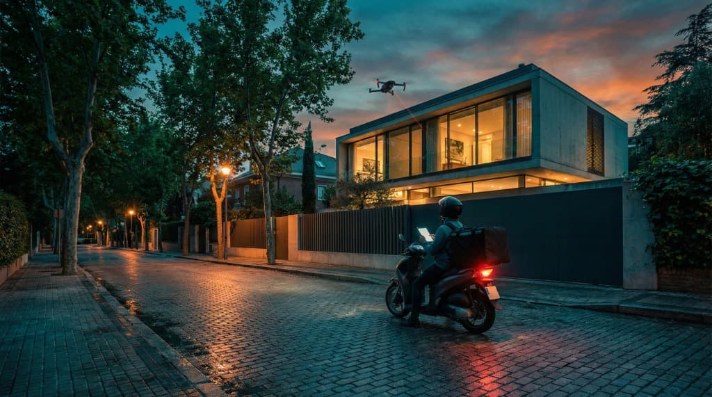 Repartidor sospechoso y dron térmico vigilando