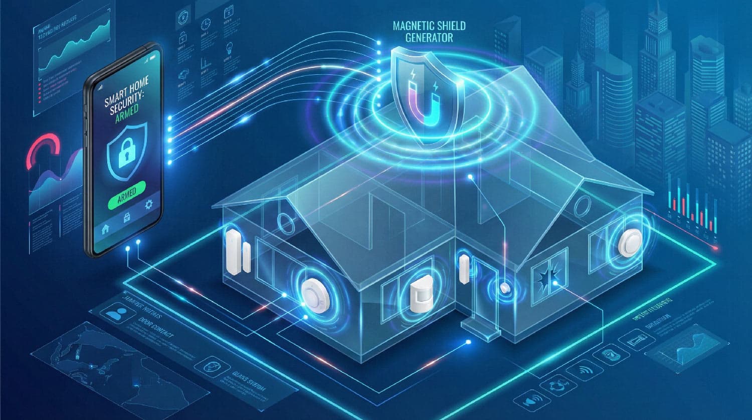 Ecosistema de seguridad inteligente conectado al escudo