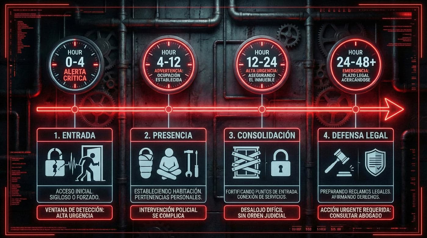 Línea de tiempo del proceso de ocupación en las primeras 48h