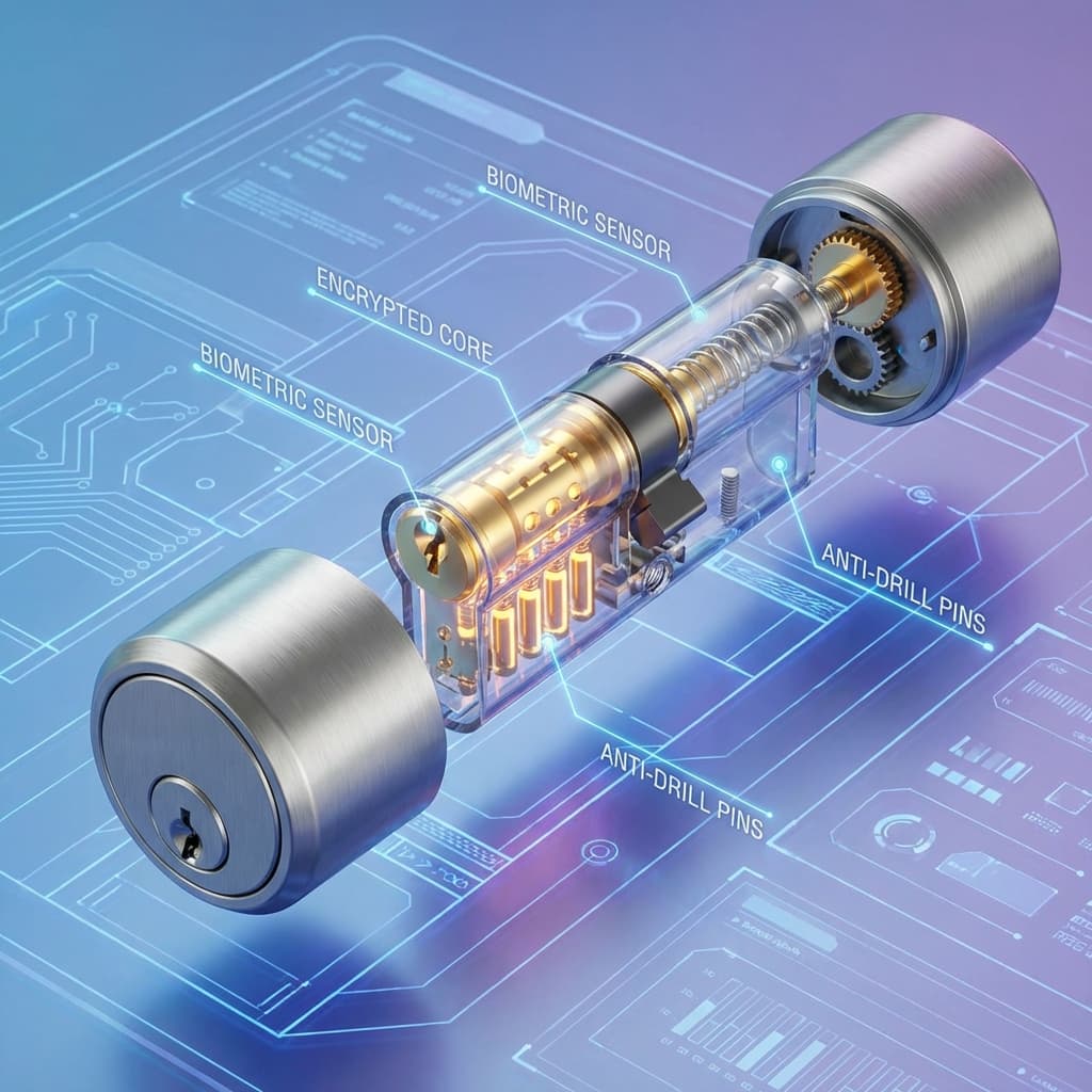 Vista explosiva de cilindro de alta seguridad antibumping